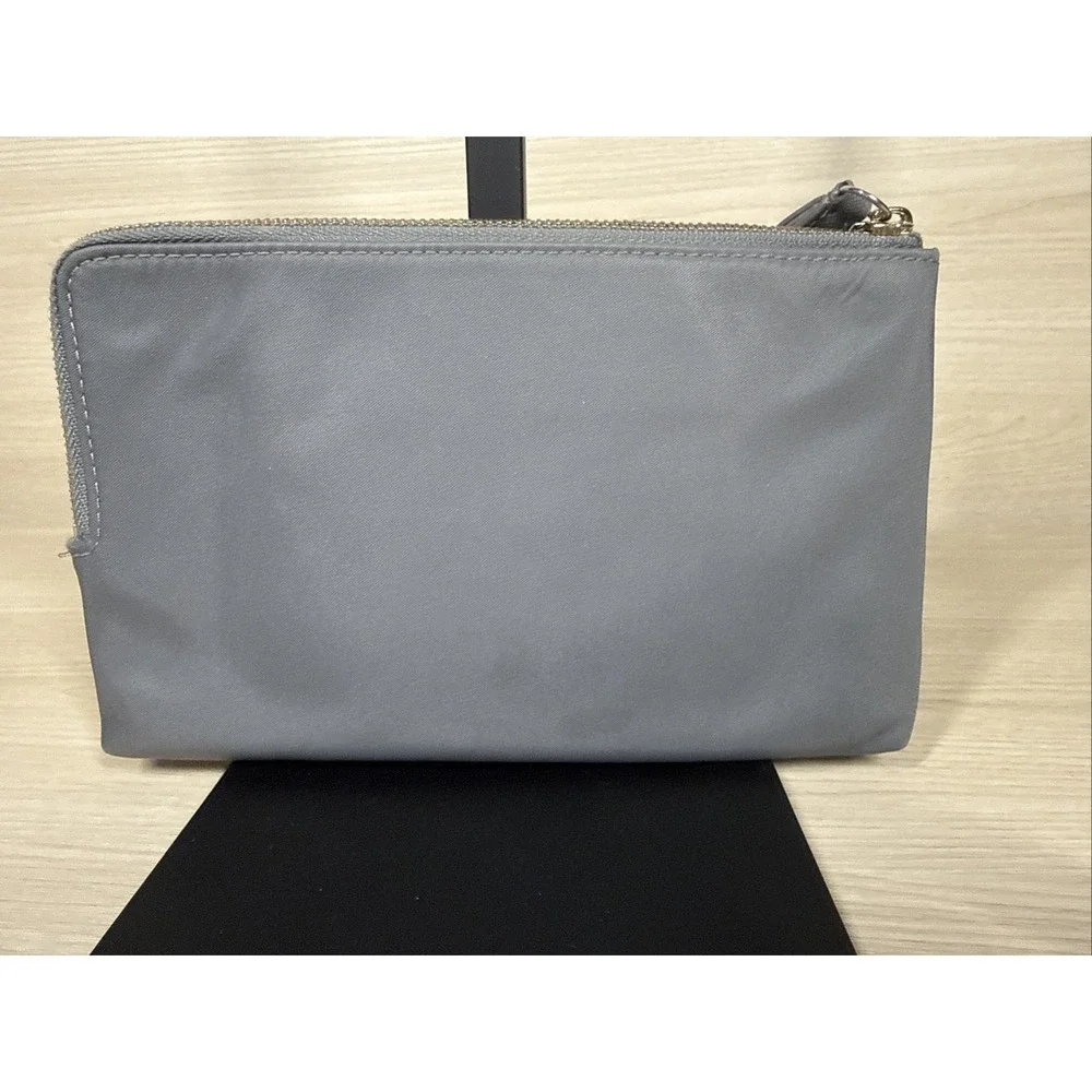 Kate Spade Double Zip, Double Sided Clutch All-In-One Removable Wrist Strap GREY